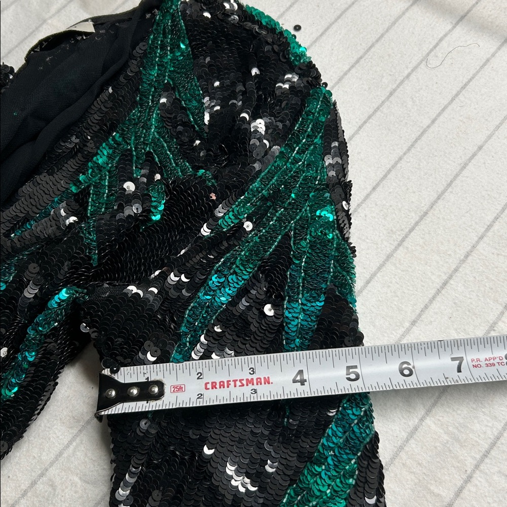 ATTICO Elegant‎ Sequin Wrap Dress Black and Green, Long Sleeve Maxi Dress Size40 - Picture 13 of 17